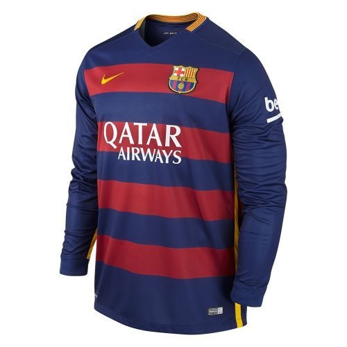 Футбольная футболка детская FC Barcelona Домашняя 2015 2016 L/S 2XL (рост 164 см)