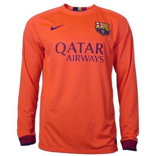 Футбольная футболка детская FC Barcelona Гостевая 2014 2015 L/S 2XL (рост 164 см)