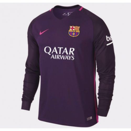 Футбольная футболка детская FC Barcelona Гостевая 2016 2017 L/S 2XL (рост 164 см)