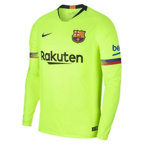 Футбольная футболка детская FC Barcelona Гостевая 2018 2019 L/S 2XL (рост 164 см)