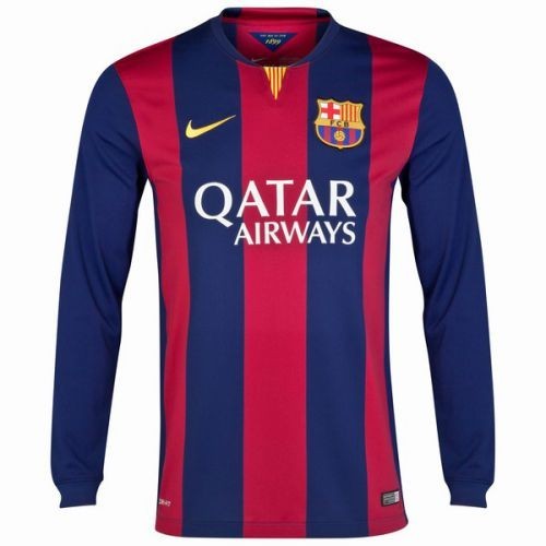 Футбольная футболка детская FC Barcelona Домашняя 2014 2015 L/S 2XL (рост 164 см)
